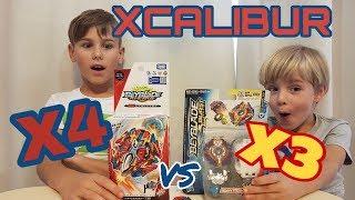 BeyBlade Xcalibur X4 vs X3. Бейблейд Экскалиус  Икс 4 и Икс 3. Обзор. Распаковка. Битвы.