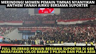 MERINDING MOMEN PEMAIN TIMNAS NYANYIKAN ANTHEM TANAH AIRKU DI TRIBUN DAN SELEBRASI BERSAMA SUPORTER