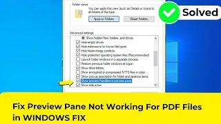 Fix Preview Pane Not Working For PDF Files in