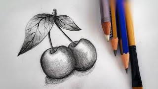 Karakalem Kiraz Çizimi  Charcoal Drawing Of Cherry #Tutorial #DIY