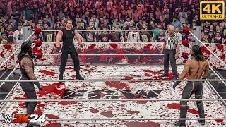 WWE 2K24 - Ambrose vs. Reigns vs. Rollins - Triple Threat Blood Match  PC 4K60