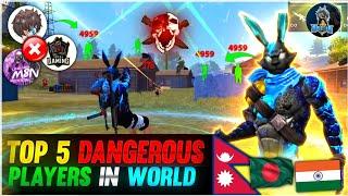 Top 5 Most DANGEROUS Players in the WORLD Raistar Vs White 444  Who Will Win?  Garena Free fire