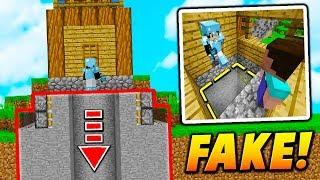 FAKE HOUSE PISTON FALL TRAP - Minecraft SKYWARS TROLLING BEST