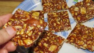 పాకంఇలా చేసిచూడండి సరైన చిక్కీ రావడంపక్క-Dry Fruit Chikki with Tips-Jaggery Sweets-Mixed Nuts Chikki