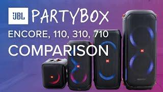 JBL PartyBox Speaker SHOWDOWN  Encore Essential VS PartyBox 110 VS PartyBox 310 VS PartyBox 710