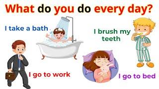What Do You Do Every Day?  Action Verbs For Beginner Daily English  English Sentences