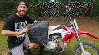 I Wrapped my Dirt Bike in Forged Carbon Fiber Vinyl Wrapping Plastic Gas tank and Misc. Parts