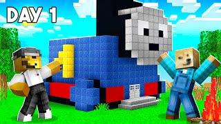 We Built Thomas Train In Minecraft And Tried To Survive In It