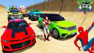 SPIDERMAN Vs HULK CARS Racing on RAINBOW Ramp Challenge  SUPERHEROES New Epic Stunts Race - GTA 5