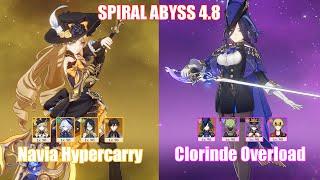 C0 Navia Hypercarry & C0 Clorinde Overload  Spiral Abyss 4.8  Genshin Impact