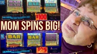Mom Takes Over And Goes Crazy With Only $100 & $50 Spins Today Looking For The Huge Jackpot