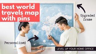 Best World Travel Map with Pins ️   Level Up Your Home Office