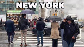 ⁴ᴷ⁶⁰ Walking New York City - Manhattan Virtual Tour - United States Travel Video In Rain