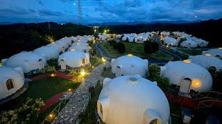 The dome resort made of Styrofoam looks like something out of a Star Wars film.