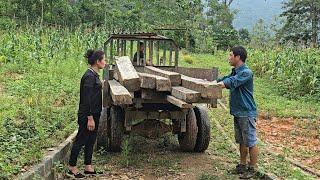 Dang Thi Mui Use a tractor to carry wood up the mountain. Help neighbors plant trees to make money