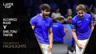 AlcarazRuud v SheltonTiafoe Highlights  Laver Cup 2024 Match 9