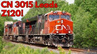 CN 3015 Veterans Unit Leads a Really Late & Short Z120 Through Fall River West NS.
