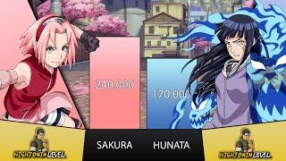 SAKURA VS HINATA POWER LEVELS - NarutoBoruto Power Levels