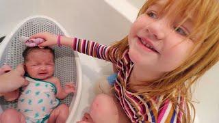 Navey’s First Bath  swimming inside our house Adley is a Villain Family & Spacestation updates