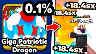 I Got RAREST 1 EXIST GIGA PATRIOTIC DRAGON PET in Roblox Arm Wrestle Simulator..