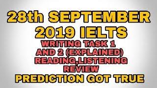 28th September 2019 IELTS exam WRITING READING LISTENING Reviews  EXPLAINED