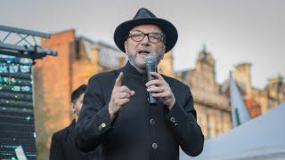 Former MP George Galloway Speaks in Piccadilly Gardens Imran Khan Protest 4K