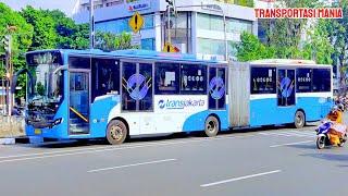 PECAH   BUSWAY TAYO Biru TRANSJAKARTA Saling Menyalip  TRANSPORTASI MANIA