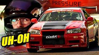 SCARY Nissan Skyline R34 - NO ABS NO TC Sequential RWD.  Nürburgring