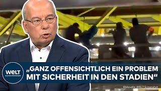 EM 2024 Falsches Maskottchen Vermummter auf dem Dach - Sind deutsche Stadien sicher vor Angriffen?