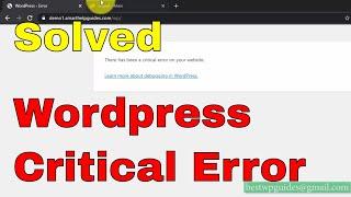 How to fix Wordpress critical error There has been a critical error on your website