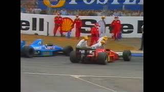 Gerhard Berger crashes out of the lead with René Arnoux at the 1988 Australian GP at Adelaide