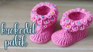 Krokodil Bebek Patiği  Krokodil Bot Yapımı  Crocodile Stitch Booties