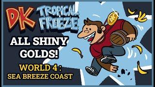 Donkey Kong Country Tropical Freeze - All Shiny Golds - World 4  Sea Breeze Coast