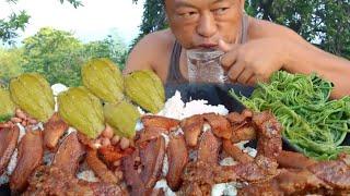 Spicy pork meat with kholar & squash leavesNaga style  Naga Mukbang