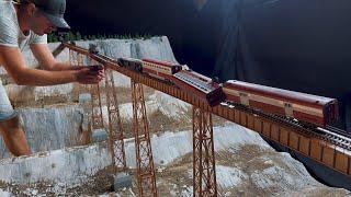 Making of a miniature train collision on a 10m long railway bridge like Under Siege 2 movie. HO 187