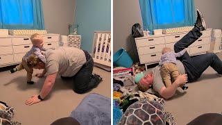 Epic father and son wrestling match will have you in stitches #shorts