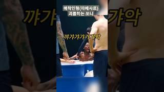 얼음 목욕 중인 애착인형파페사르 괴롭히는 손흥민 #손흥민