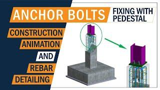Anchor bolt fixing details  Footing Pedestal reinforcements  3d animation of  Rc foundation