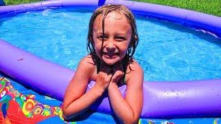 Chloe and Isaac Playing Pretend with Summer Outdoor Play Toys for Kids in a Swimming Pool