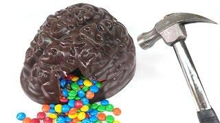 How to Make Chocolate Brain Filled with M&Ms Candy Fun  Satisfying Video