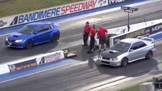 Subaru WRX Hatch vs Subaru STI Drag Race Battle