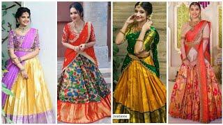 Latest Bridal Half Saree Designs 2024 Best Pattu Half Saree Designs Half Saree Designs 2024