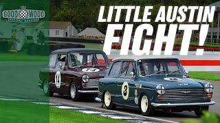 Only inches separate this Austin A40 Goodwood battle