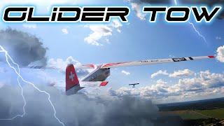 RC Glider SPATZ-55  Tow Launch AND WINDEX 1200C Flight. FPV Drone Amazing Chasing Shots RC airplane