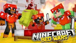 Minecraft BED WARS - LITTLE LIZARD DEFENDS OUR BED TILL THE DEATH - Donut the Dog Minecraft