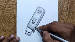 How to draw pen drive step by step so easy Pen drive drawing easily