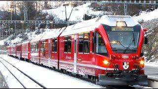 Swiss Trains Rhätische Bahn  Rhaetian Railway ABe 812 Allegra Railcars at Filisur