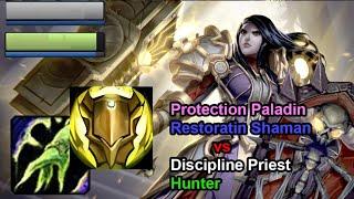 Protection Paladin + Restoration Shaman vs Discipline Priest + Hunter  2v2 WotLK arena