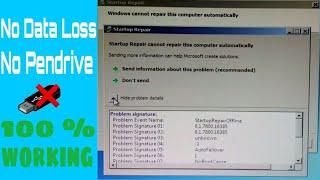 startup repair couldnt repair your pc window 7  FIX ULTIMATE 100% SOLUTION   working 2021 TRICK