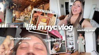 nyc days in my life trying brow lamination cape cod trip Gilmore girls trivia & wedding prep